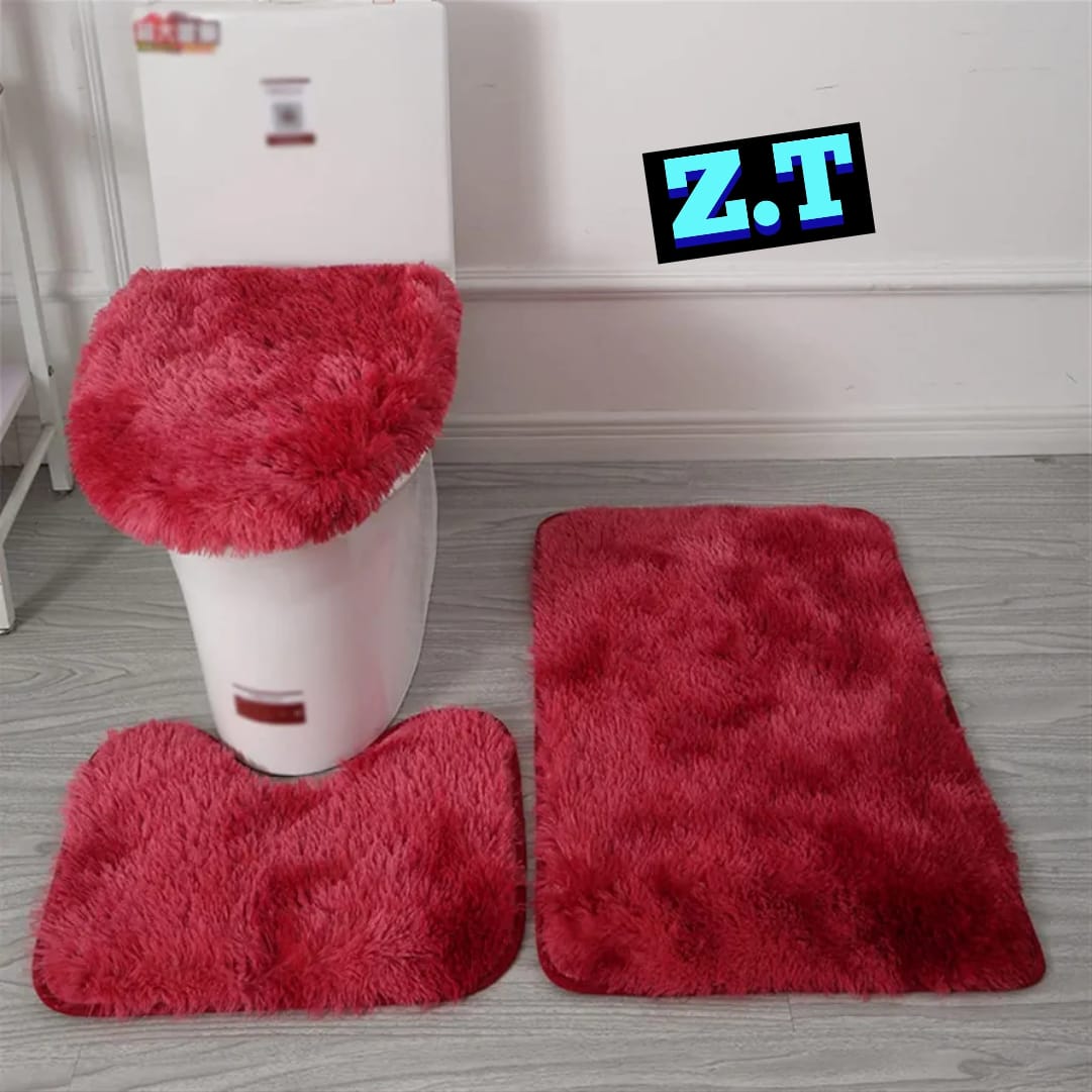3pcs Fluffy Bathroom Set