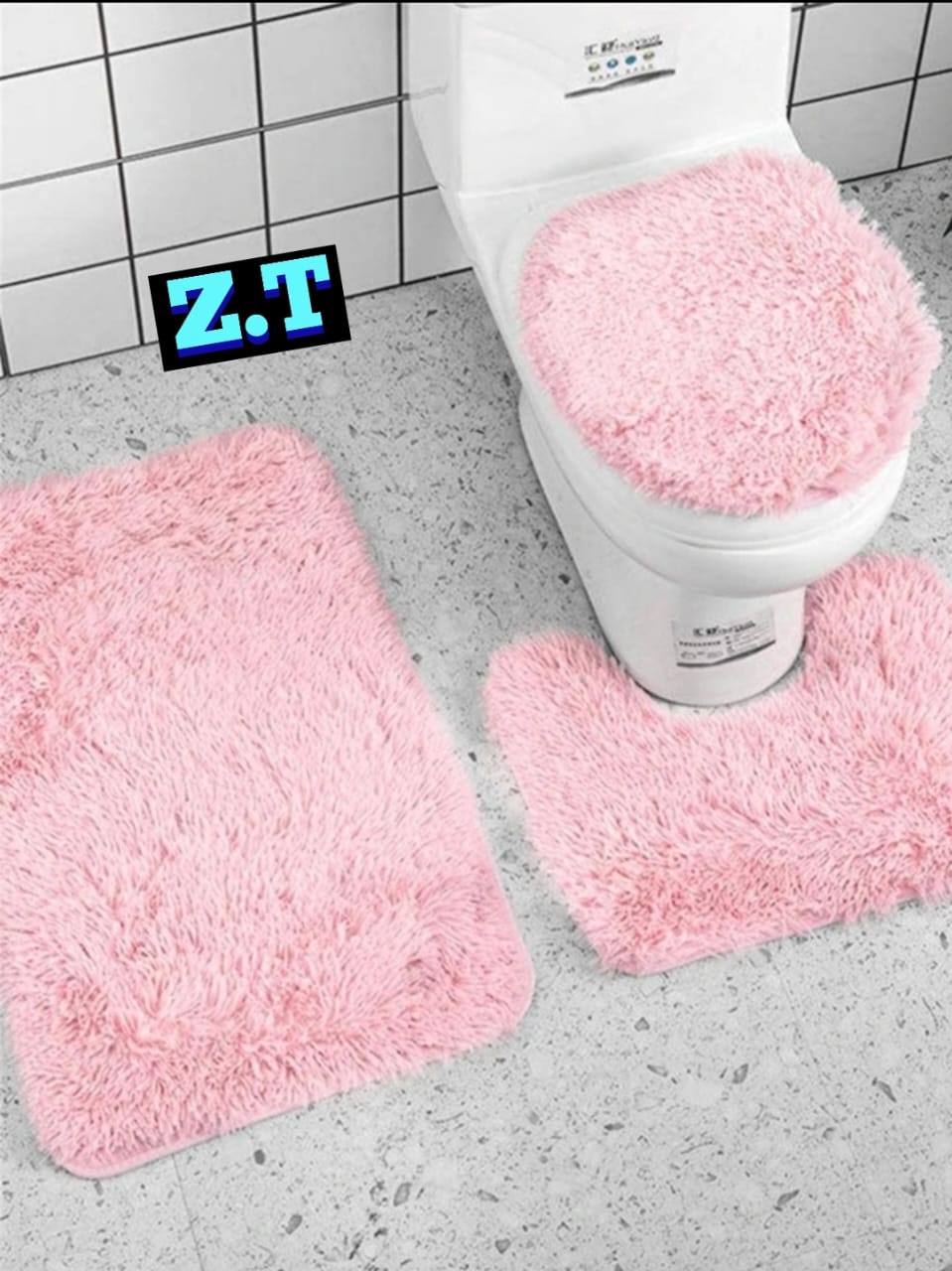 3pcs Fluffy Bathroom Set
