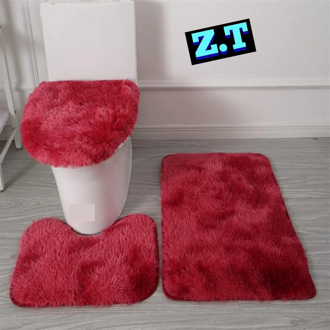 3pcs Fluffy Bathroom Set