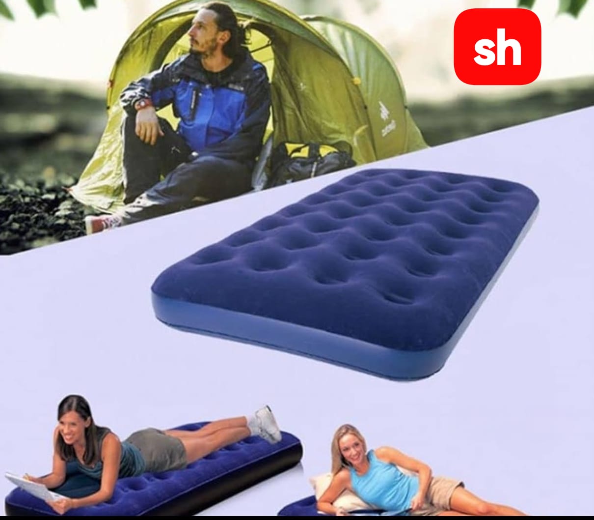 Flocked airbed double size