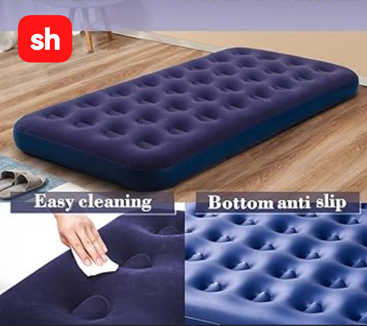 Flocked airbed double size